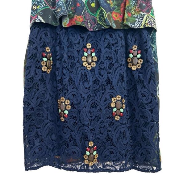 HEMANT & NANDITA Multicolor Patchwork Mini Peplum Dress, Size 8 - Picture 7 of 13